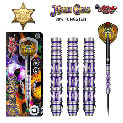 Americana Mardi Gras Steel Tip Dart Set- 80% Tungsten Barrels image