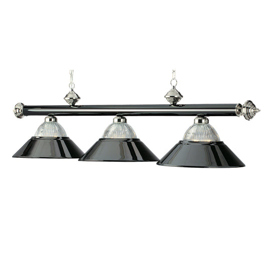 3 Lt-54" Billiard Light-Black Chrome & Chrome image -  Champion Table Tech 