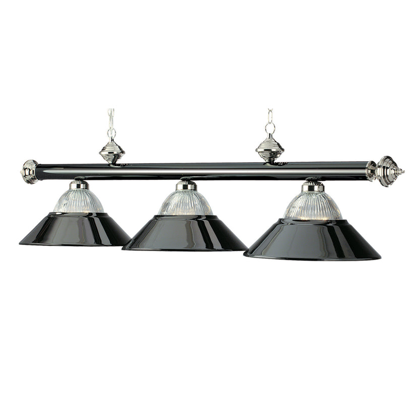 3 Lt-54" Billiard Light-Black Chrome & Chrome