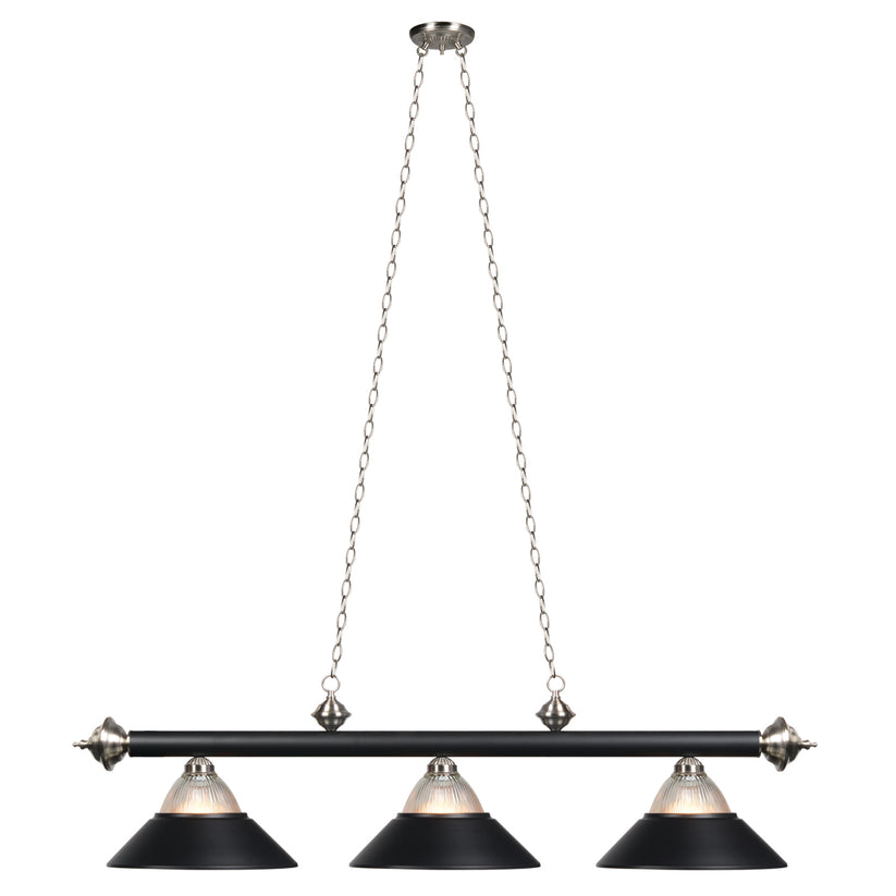 3 Lt-54" Billiard Light-Matte Black & Stainless