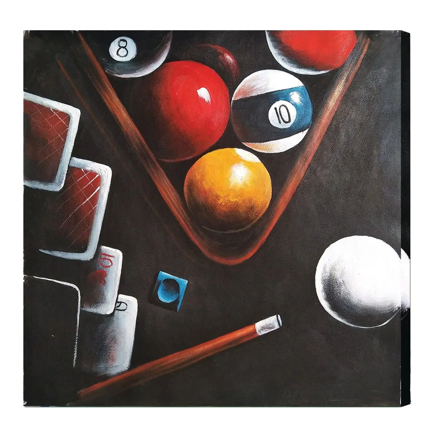 Oil Painting On Canvas - Balls In Rack/Cue RAM Game Room