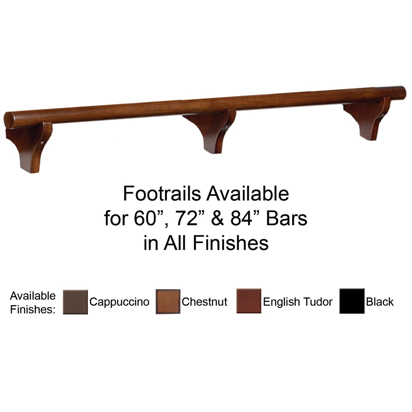 60" Dry Bar Foot Rail - Cappuccino image -  Champion Table Tech