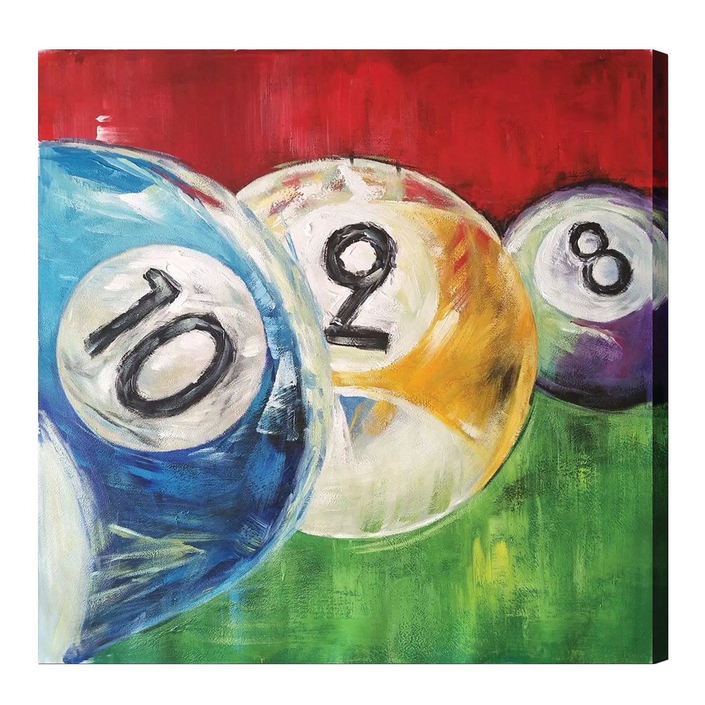 Oil Painting On Canvas - 2, 8, & 10 Balls In A Row RAM Game Room