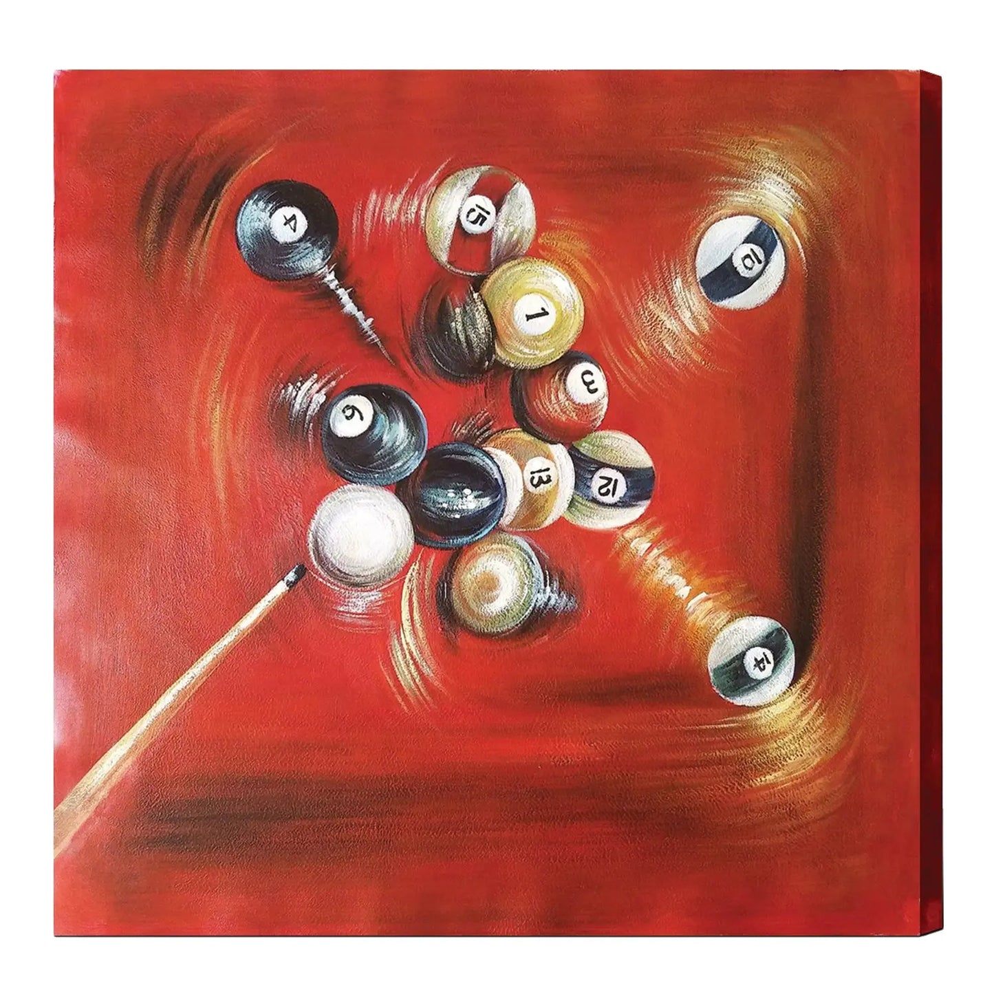 Oil Painting On Canvas - Balls In Motion With Cue RAM Game Room