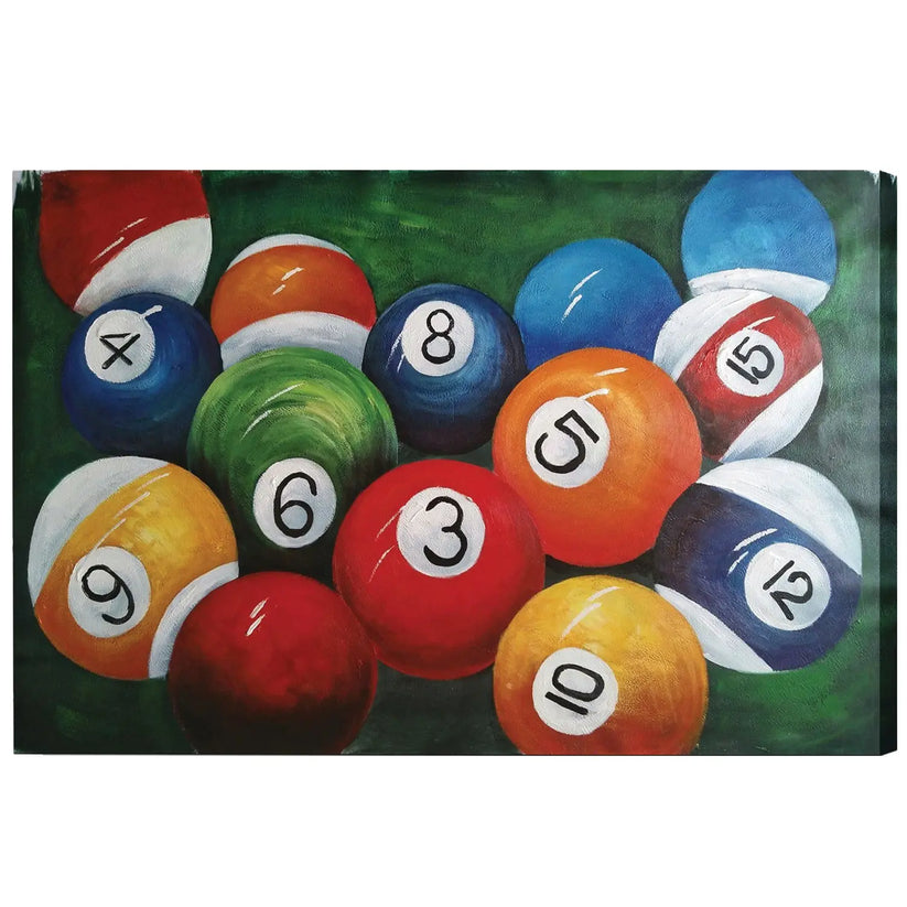 Peinture à l'huile sur toile - Boules de billard en gros plan