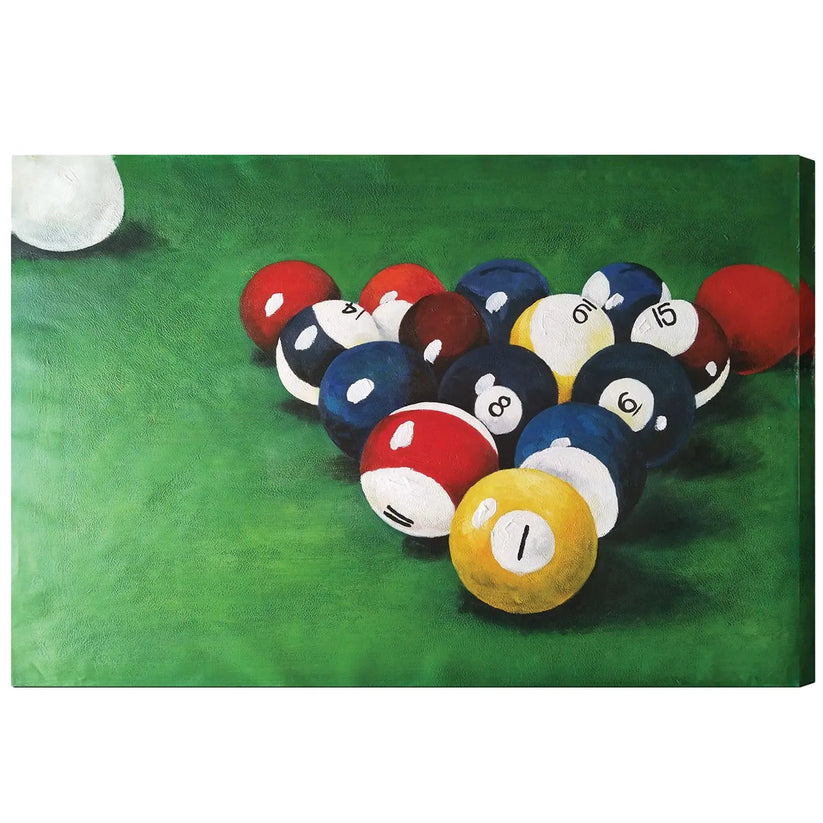 Peinture Huile Sur Toile - Boules De Billard En Rack