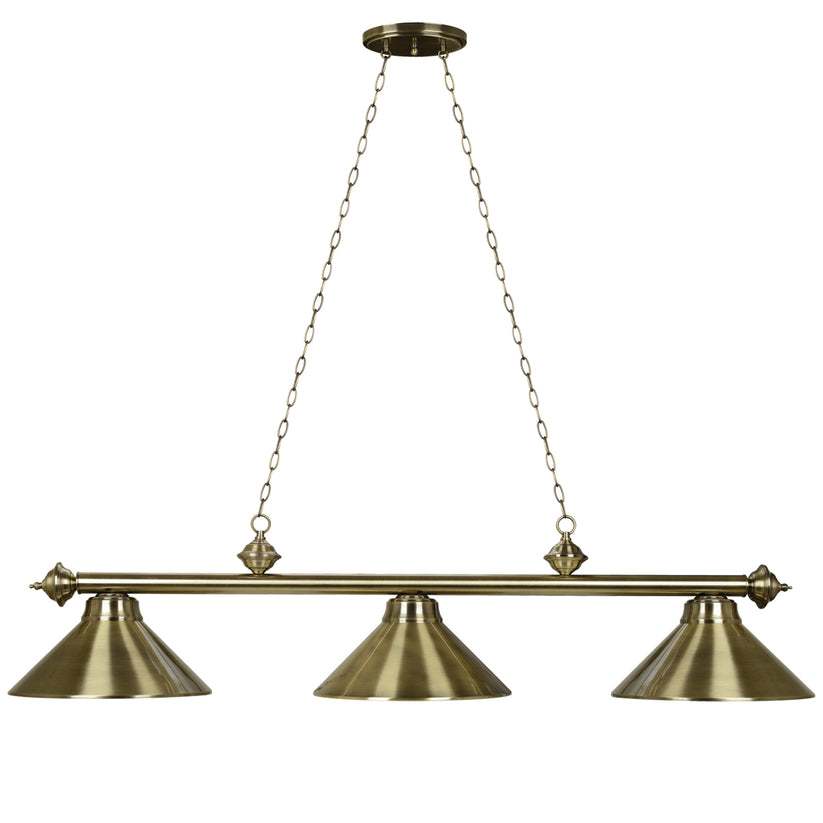 54" 3Lt Billiard Light- Antique Brass