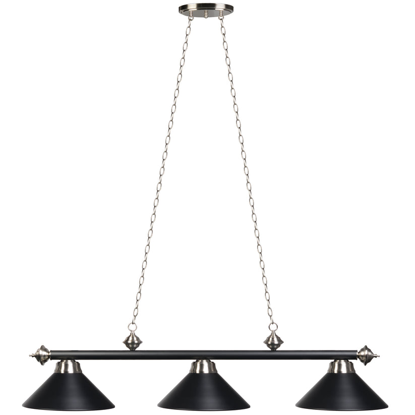 54" 3Lt Billiard Light- Matte Blk/St