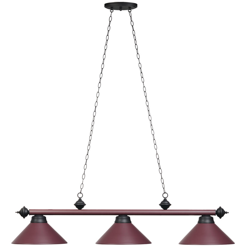 54" 3Lt Billiard Light- Matte Burgany