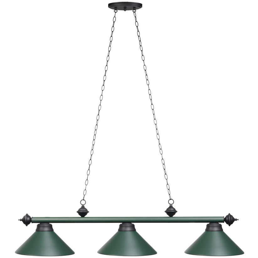 54" 3Lt Billiard Light- Matte Green