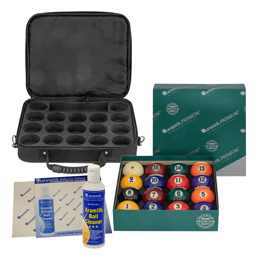 Étui de protection pour balle avec jeu de balles Aramith Premium et kit de nettoyage