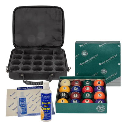 Étui de protection pour balle avec jeu de balles Aramith Premium et kit de nettoyage