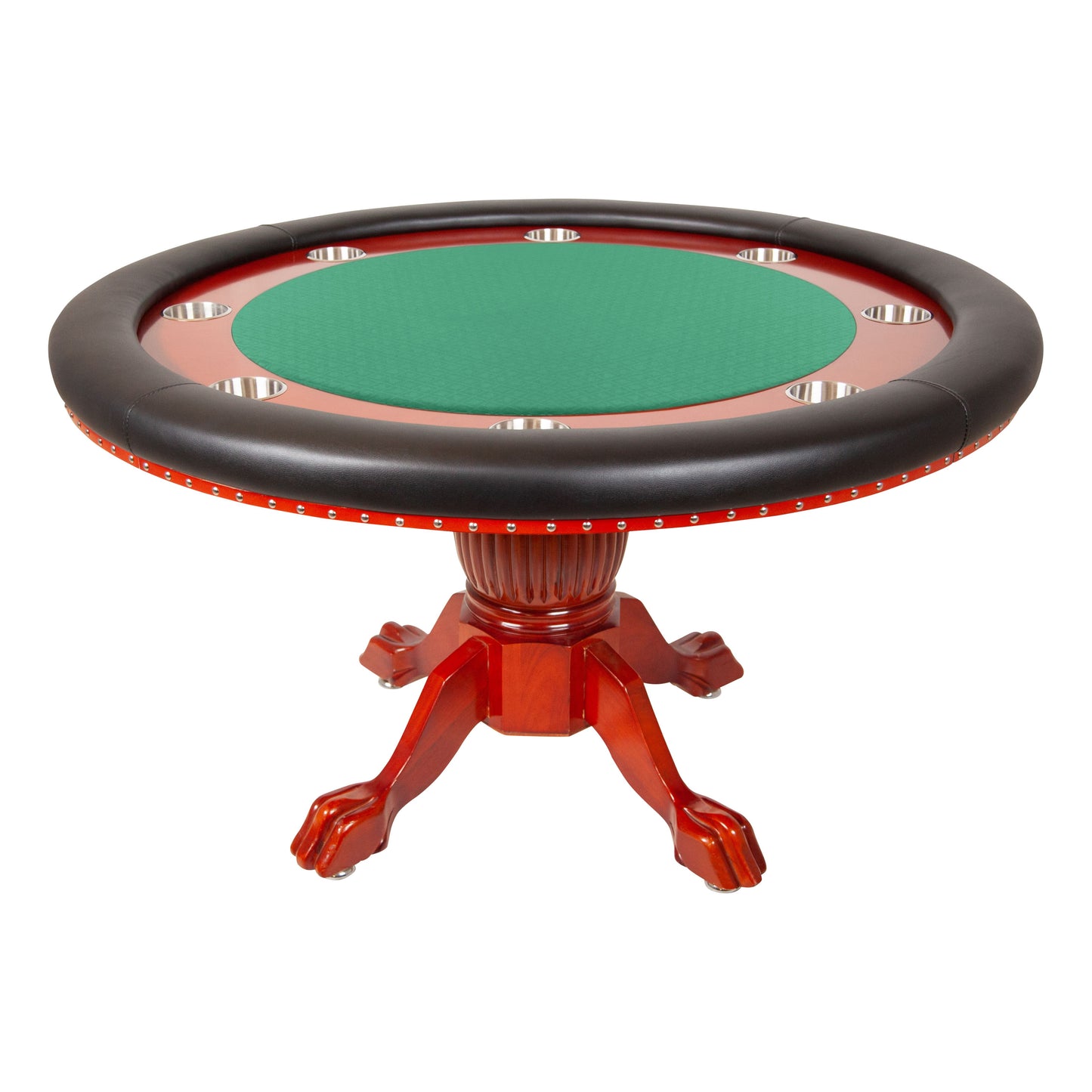 Table de poker ronde Nighthawk de 55 po avec plateau à jetons (noir et acajou)