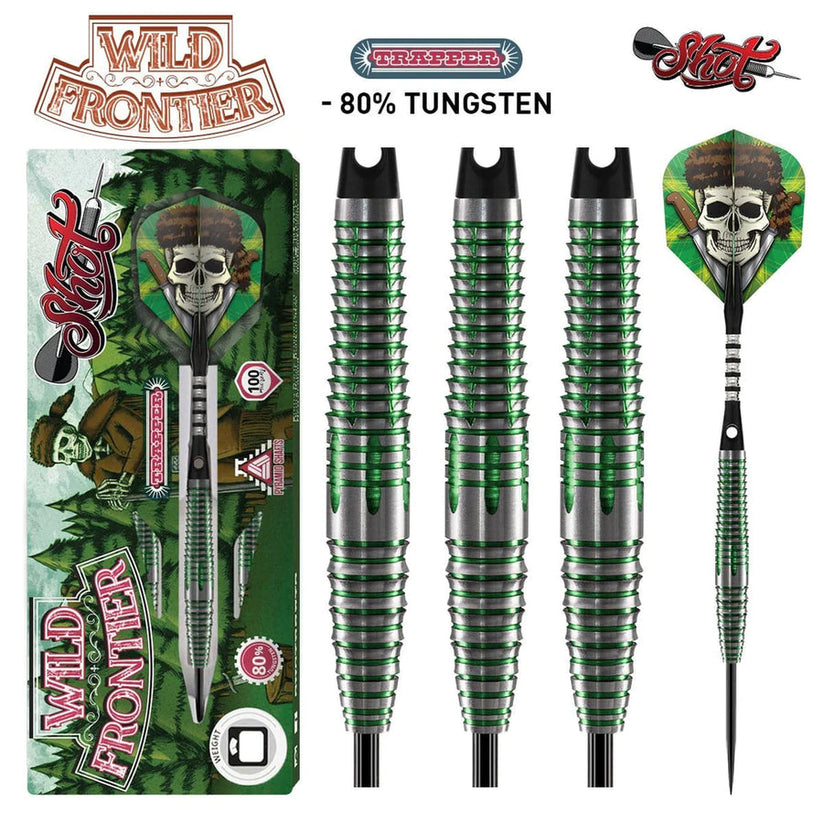 Jeu de fléchettes à pointe en acier Wild Frontier Trapper, barils à 80 % de tungstène