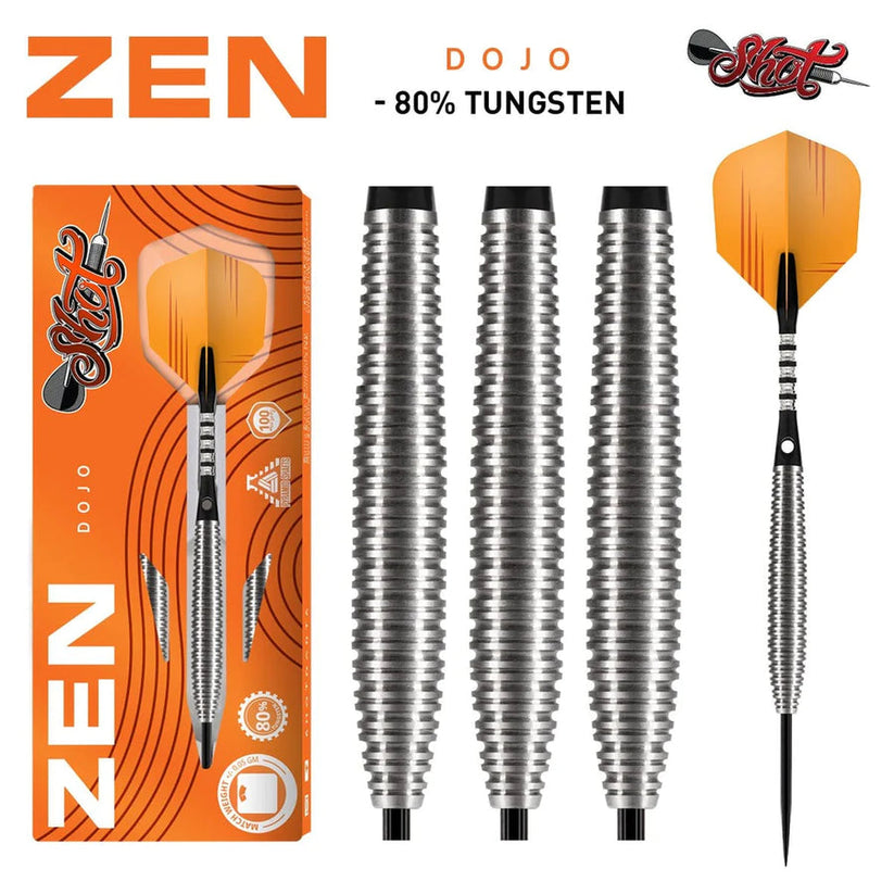 Zen Dojo Jeu de fléchettes à pointe en acier - Corps à 80 % tungstène