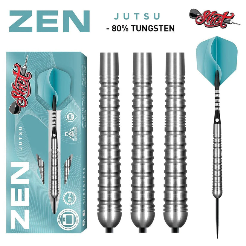 Jeu de fléchettes Zen Jutsu à pointe en acier, barils à 80 % de tungstène