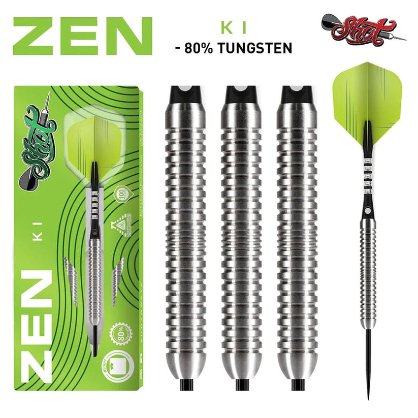 Zen Ki Jeu de fléchettes à pointe en acier - Corps à 80 % en tungstène