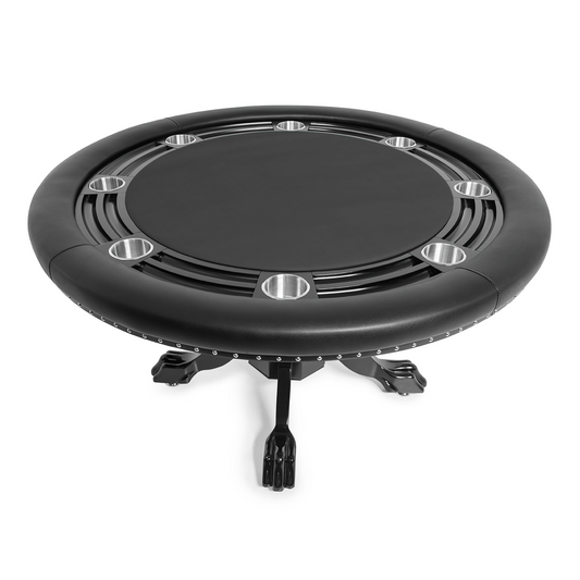 Nighthawk 55" Round Poker Table with Chip Tray (Black and Mahogany) 