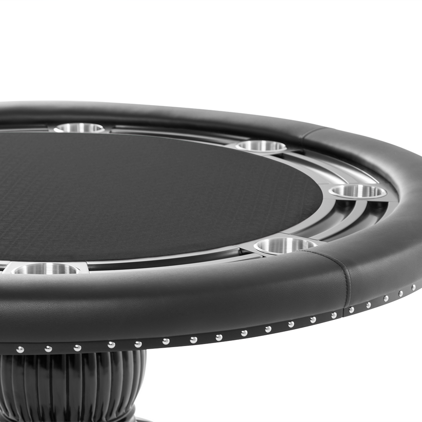 Table de poker ronde Nighthawk de 55 po avec plateau à jetons (noir et acajou)