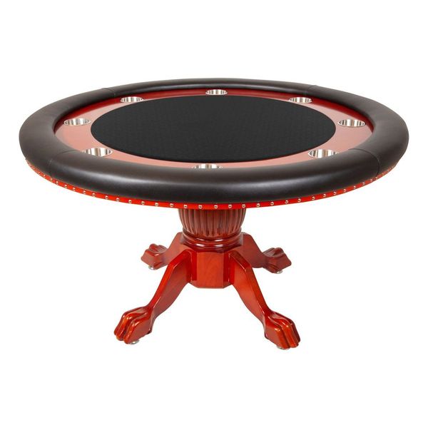 Table de poker ronde Nighthawk de 55 po avec plateau à jetons (noir et acajou)